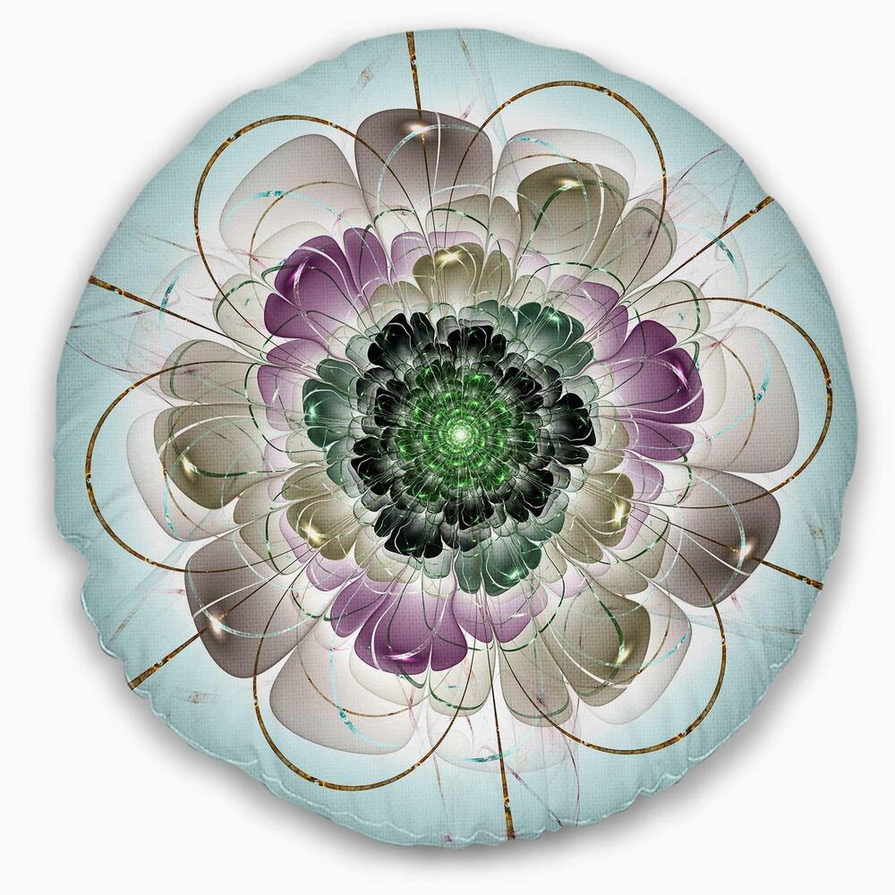 2758 Designart Dark Blue Fractal Flower Pattern' Abstract Throw Cushion